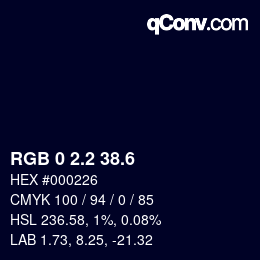 カラーコード: RGB 0 2.2 38.6 | qconv.com