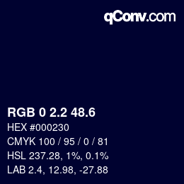 カラーコード: RGB 0 2.2 48.6 | qconv.com