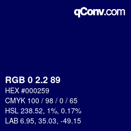 Color code: RGB 0 2.2 89 | qconv.com