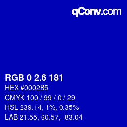 カラーコード: RGB 0 2.6 181 | qconv.com