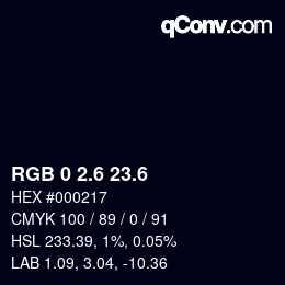 カラーコード: RGB 0 2.6 23.6 | qconv.com