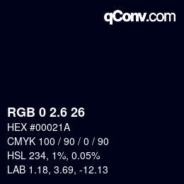 カラーコード: RGB 0 2.6 26 | qconv.com