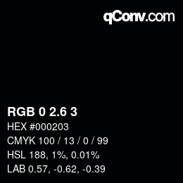 カラーコード: RGB 0 2.6 3 | qconv.com