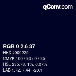 カラーコード: RGB 0 2.6 37 | qconv.com