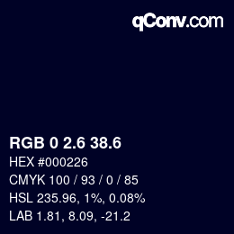 カラーコード: RGB 0 2.6 38.6 | qconv.com
