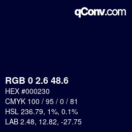 カラーコード: RGB 0 2.6 48.6 | qconv.com