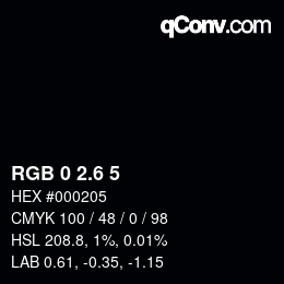 カラーコード: RGB 0 2.6 5 | qconv.com