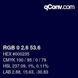 カラーコード: RGB 0 2.6 53.6 | qconv.com