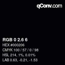 カラーコード: RGB 0 2.6 6 | qconv.com