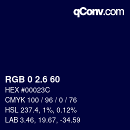 カラーコード: RGB 0 2.6 60 | qconv.com