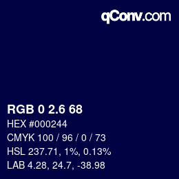 カラーコード: RGB 0 2.6 68 | qconv.com