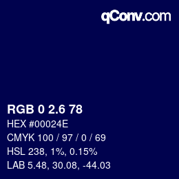 カラーコード: RGB 0 2.6 78 | qconv.com