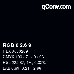 カラーコード: RGB 0 2.6 9 | qconv.com