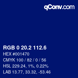 カラーコード: RGB 0 20.2 112.6 | qconv.com