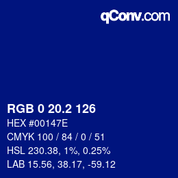 Color code: RGB 0 20.2 126 | qconv.com