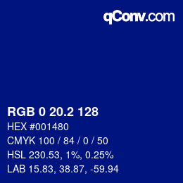 Color code: RGB 0 20.2 128 | qconv.com