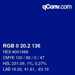 Color code: RGB 0 20.2 136 | qconv.com
