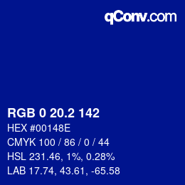 カラーコード: RGB 0 20.2 142 | qconv.com