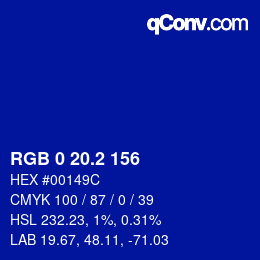 Color code: RGB 0 20.2 156 | qconv.com
