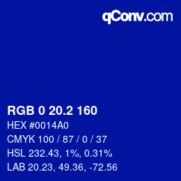 Color code: RGB 0 20.2 160 | qconv.com