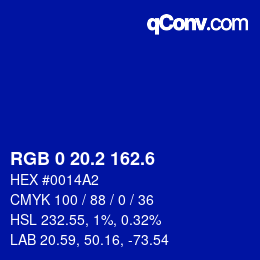 カラーコード: RGB 0 20.2 162.6 | qconv.com