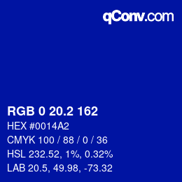 Color code: RGB 0 20.2 162 | qconv.com