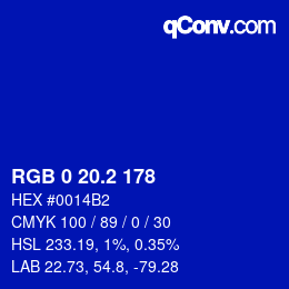 カラーコード: RGB 0 20.2 178 | qconv.com