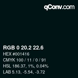 カラーコード: RGB 0 20.2 22.6 | qconv.com