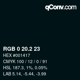 Color code: RGB 0 20.2 23 | qconv.com