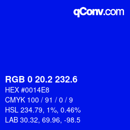 カラーコード: RGB 0 20.2 232.6 | qconv.com