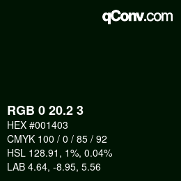 Color code: RGB 0 20.2 3 | qconv.com