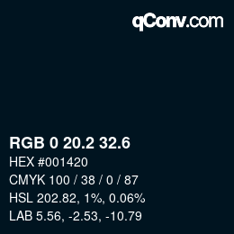 カラーコード: RGB 0 20.2 32.6 | qconv.com