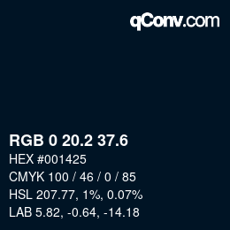 カラーコード: RGB 0 20.2 37.6 | qconv.com