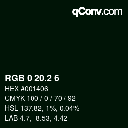 Color code: RGB 0 20.2 6 | qconv.com