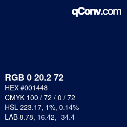 Color code: RGB 0 20.2 72 | qconv.com