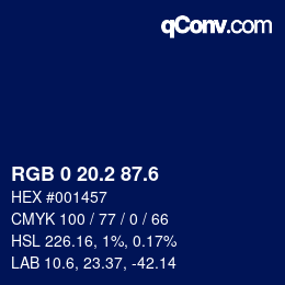 カラーコード: RGB 0 20.2 87.6 | qconv.com