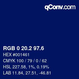 カラーコード: RGB 0 20.2 97.6 | qconv.com