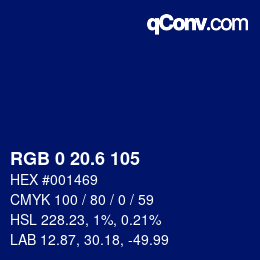 カラーコード: RGB 0 20.6 105 | qconv.com