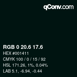 カラーコード: RGB 0 20.6 17.6 | qconv.com