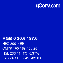 カラーコード: RGB 0 20.6 187.6 | qconv.com