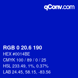 カラーコード: RGB 0 20.6 190 | qconv.com