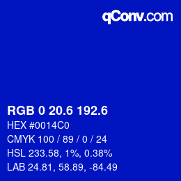 カラーコード: RGB 0 20.6 192.6 | qconv.com