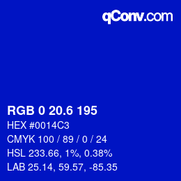 カラーコード: RGB 0 20.6 195 | qconv.com