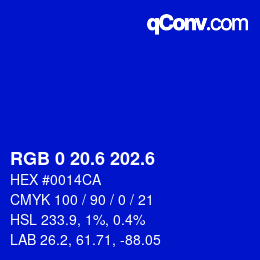 カラーコード: RGB 0 20.6 202.6 | qconv.com