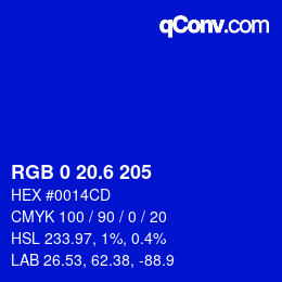 カラーコード: RGB 0 20.6 205 | qconv.com