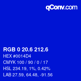 カラーコード: RGB 0 20.6 212.6 | qconv.com