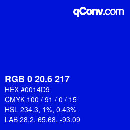 カラーコード: RGB 0 20.6 217 | qconv.com