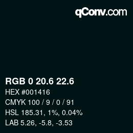 カラーコード: RGB 0 20.6 22.6 | qconv.com