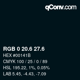カラーコード: RGB 0 20.6 27.6 | qconv.com