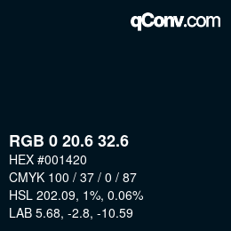 カラーコード: RGB 0 20.6 32.6 | qconv.com